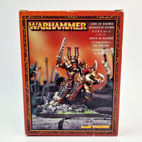 A photo of a Warriors of Chaos Lord of Khorne Warhammer miniature