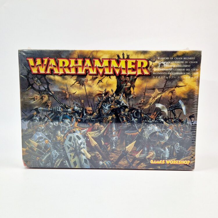 A photo of Chaos Warriors Regiment Warhammer miniatures