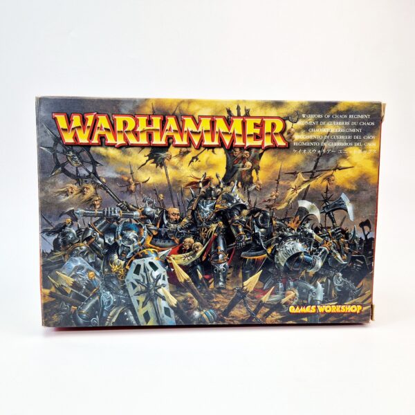 A photo of Chaos Warriors Regiment Warhammer miniatures