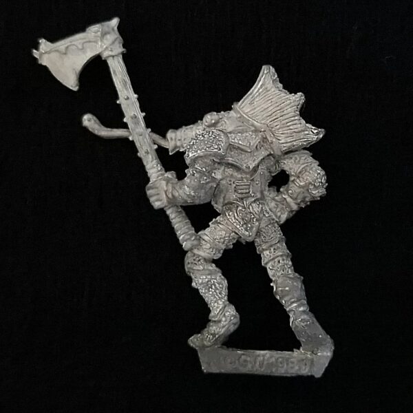 A photo of a Warriors of Chaos Champion of Slaanesh Warhammer miniature