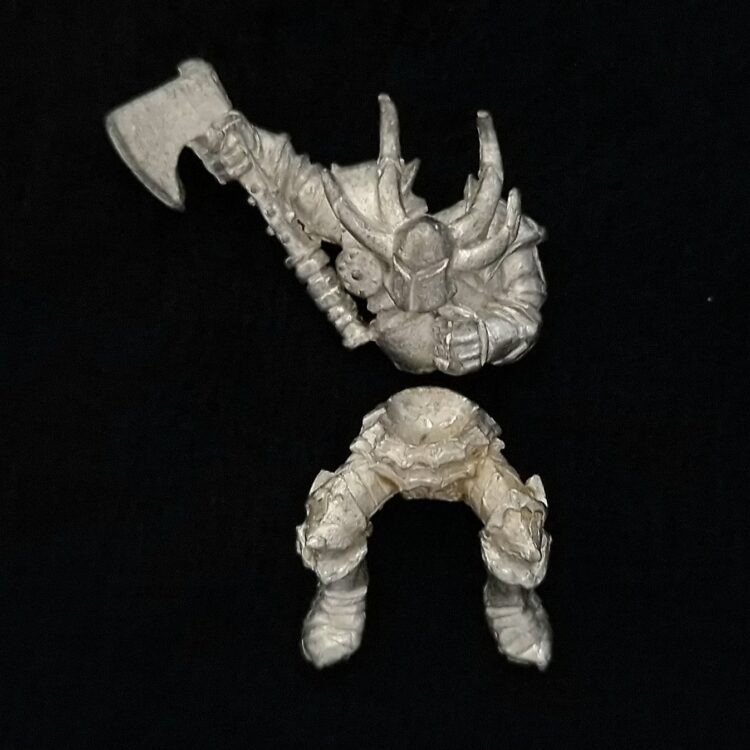 A photo of a Chaos Warriors Knight Warhammer miniature