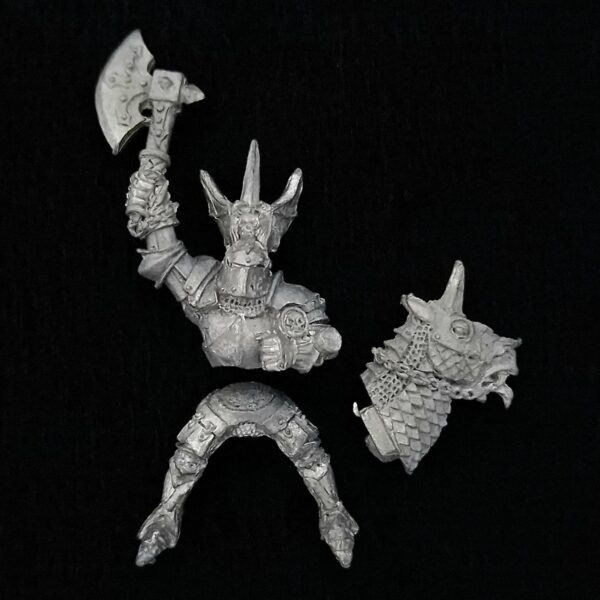 A photo of a Warriors of Chaos Knight Champion Warhammer miniature