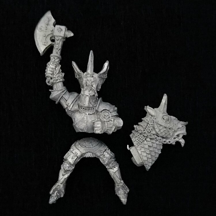 A photo of a Chaos Warriors Knight Champion Warhammer miniature