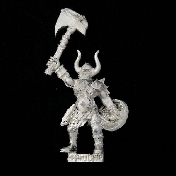 A photo of a Chaos Warriors Limited Edition Marauder Champion Warhammer miniature