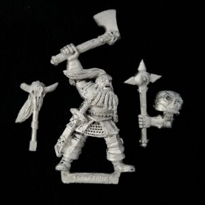 A photo of a Warriors of Chaos Marauder Champion Warhammer miniature