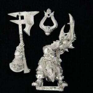 A photo of a Warriors of Chaos Chosen Champion Warhammer miniature