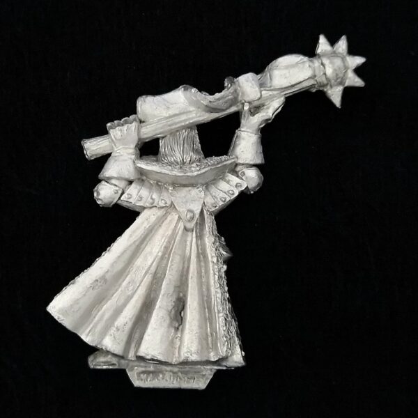 A photo of a Warriors of Chaos Sorcerer Warhammer miniature