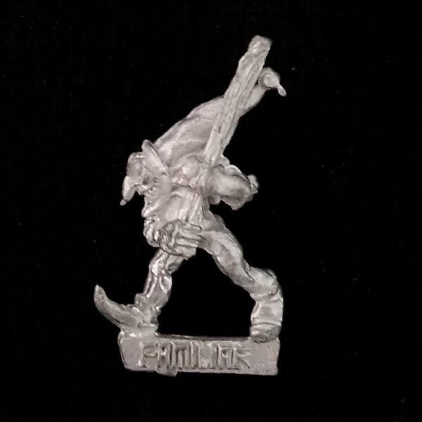 A photo of a Chaos Warriors Familiar Jester Warhammer miniature