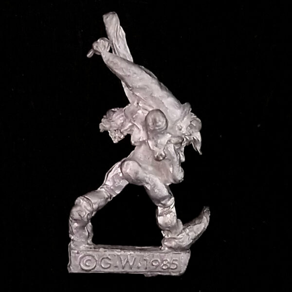 A photo of a Chaos Warriors Familiar Jester Warhammer miniature