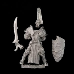 A photo of a Chaos Warriors Champion of Slaanesh Warhammer miniature