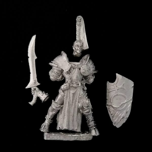 A photo of a Warriors of Chaos Champion of Slaanesh Warhammer miniature