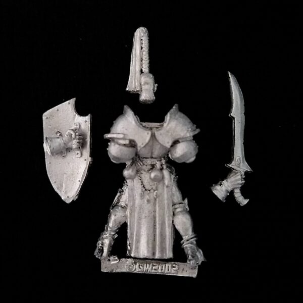 A photo of a Warriors of Chaos Champion of Slaanesh Warhammer miniature