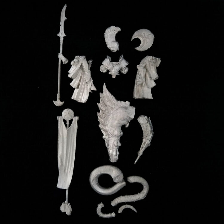 A photo of a Chaos Warriors Mounted Lord of Slaanesh Warhammer miniature