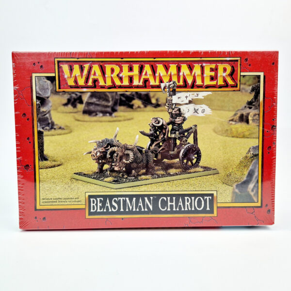 A photo of a Beasts of Chaos Beastman Chariot Warhammer miniature