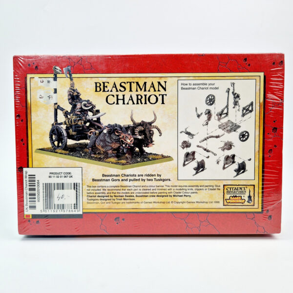 A photo of a Beasts of Chaos Beastman Chariot Warhammer miniature