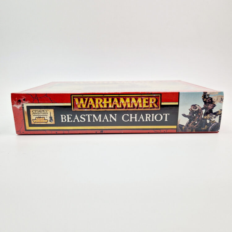 A photo of a Beasts of Chaos Beastman Chariot Warhammer miniature