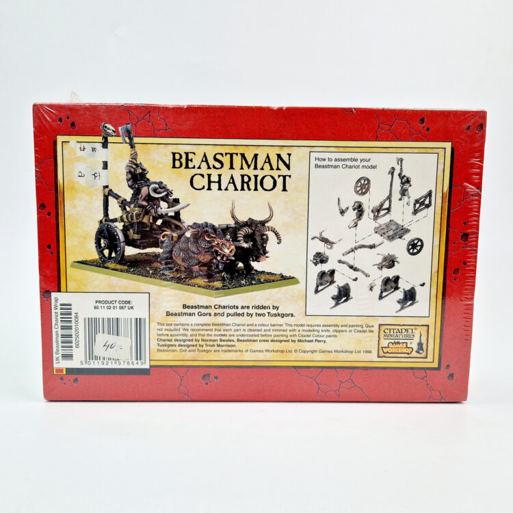 A photo of a Beasts of Chaos Beastman Chariot Warhammer miniature