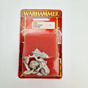 A photo of a Daemons of Chaos Flesh Hound Warhammer miniatures