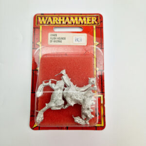 A photo of a Daemons of Chaos Flesh Hound Warhammer miniatures