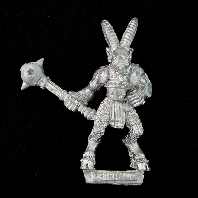 A photo of a Beasts of Chaos Beastman Warhammer miniature