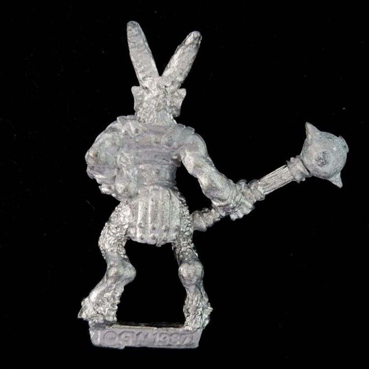 A photo of a Beasts of Chaos Beastman Warhammer miniature