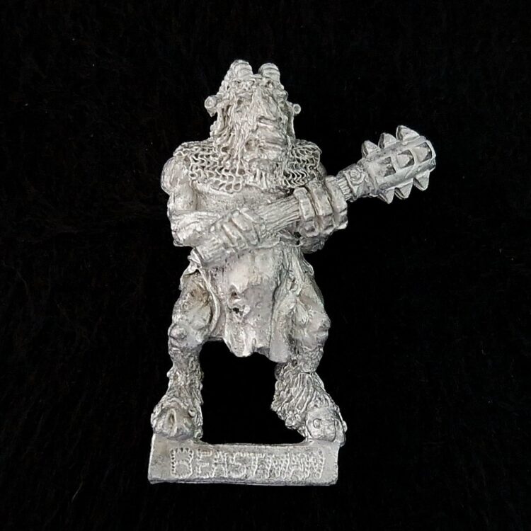 A photo of a Beasts of Chaos Beastman Warhammer miniature