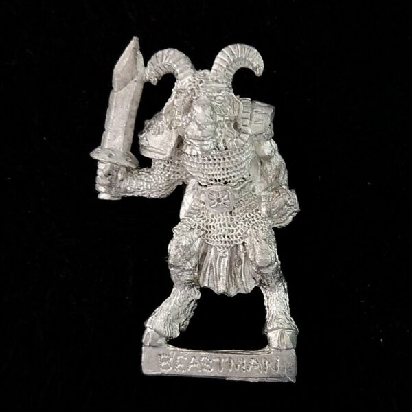 A photo of a Beasts of Chaos Beastman Warhammer miniature