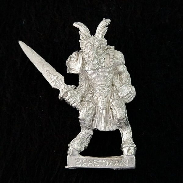 A photo of a Beasts of Chaos Beastman Warhammer miniature