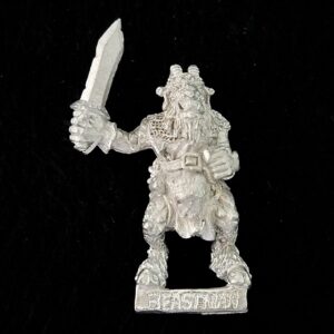 A photo of a Beasts of Chaos Beastman Warhammer miniature