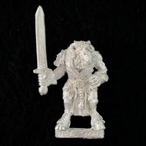 A photo of a Beasts of Chaos Beastman Warhammer miniature