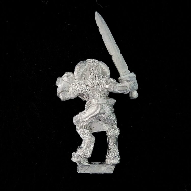 A photo of a Beasts of Chaos Marauder Beastman Warhammer miniature