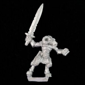 A photo of a Beasts of Chaos Marauder Beastman Warhammer miniature