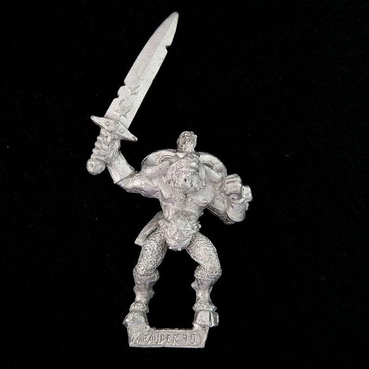 A photo of a Beasts of Chaos Marauder Beastman Warhammer miniature