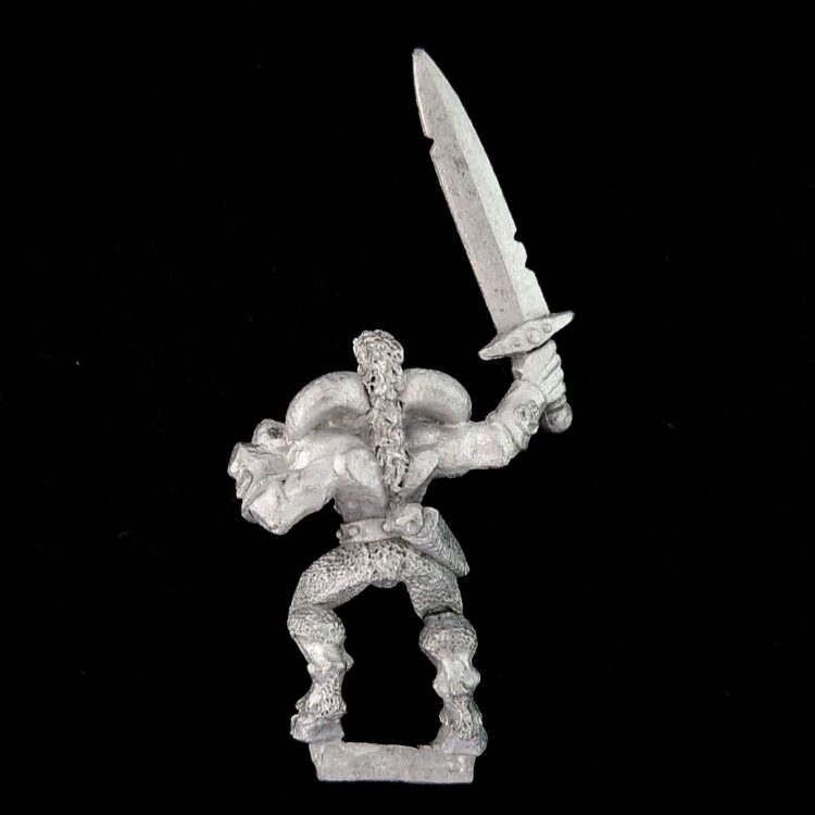 A photo of a Beasts of Chaos Marauder Beastman Warhammer miniature