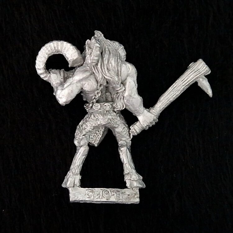 A photo of a Beasts of Chaos Beastmen Musician Warhammer miniature