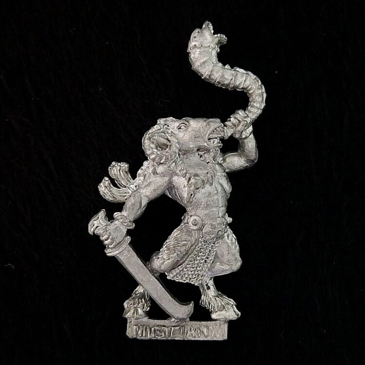 A photo of a Beasts of Chaos Beastmen Musician Warhammer miniature