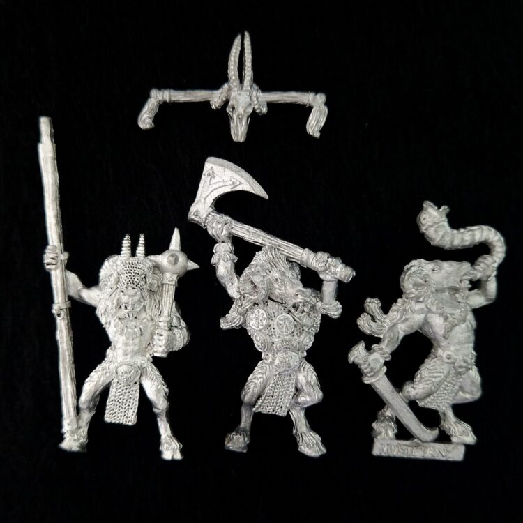 A photo of Beasts of Chaos Beastmen Command Warhammer miniatures