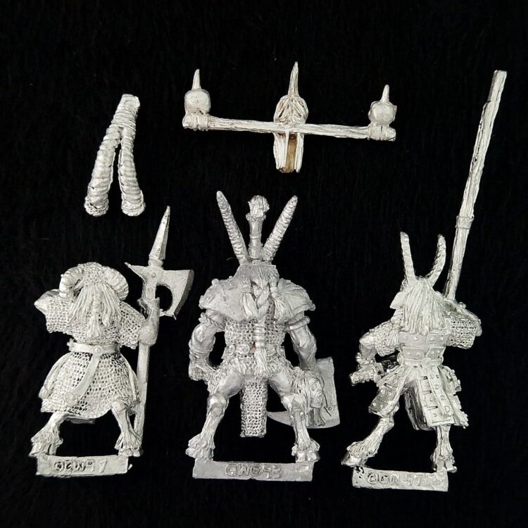 A photo of Beasts of Chaos Bestigors Command Warhammer miniatures