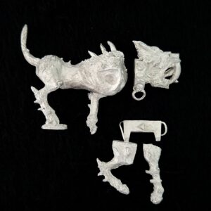 A photo of a Chaos Daemons Flesh Hound Warhammer miniature