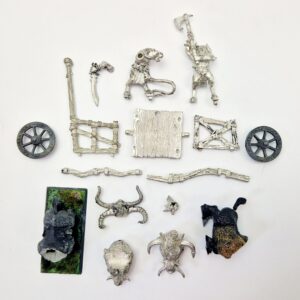 A photo of a Beasts of Chaos Beastman Chariot Warhammer miniature