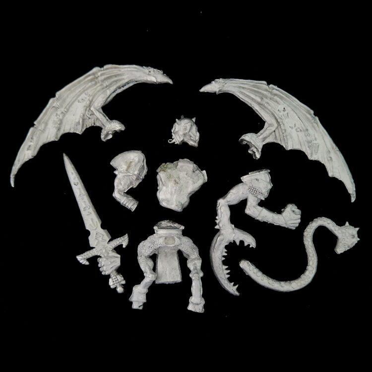 A photo of a Chaos Warriors Daemon Prince Warhammer miniature