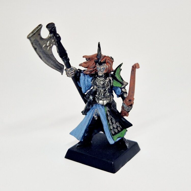 A photo of a High Elves Noble Warhammer miniature