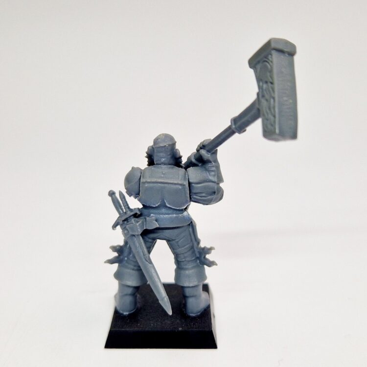 A photo of a The Empire Captain Warhammer miniature