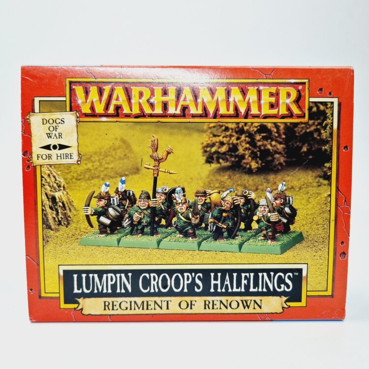 A photo of Dogs of War Lumpin Croop's Halflings Warhammer miniatures