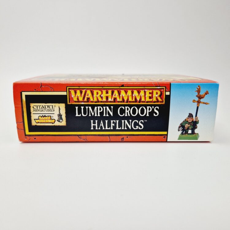 A photo of Dogs of War Lumpin Croop's Halflings Warhammer miniatures