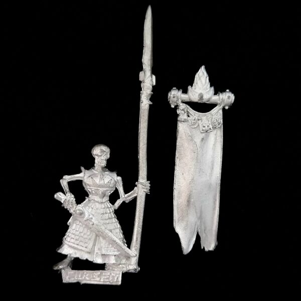 A photo of a Dogs of War Cursed Company Standard Bearer Warhammer miniature