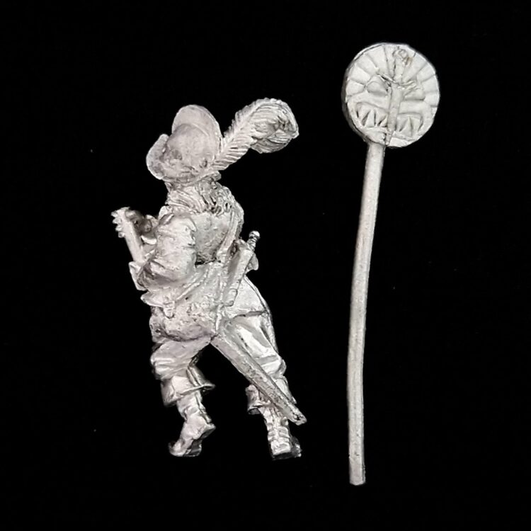 A photo of a Dogs of War Pirazzo's Lost Legion Standard Bearer Warhammer miniature