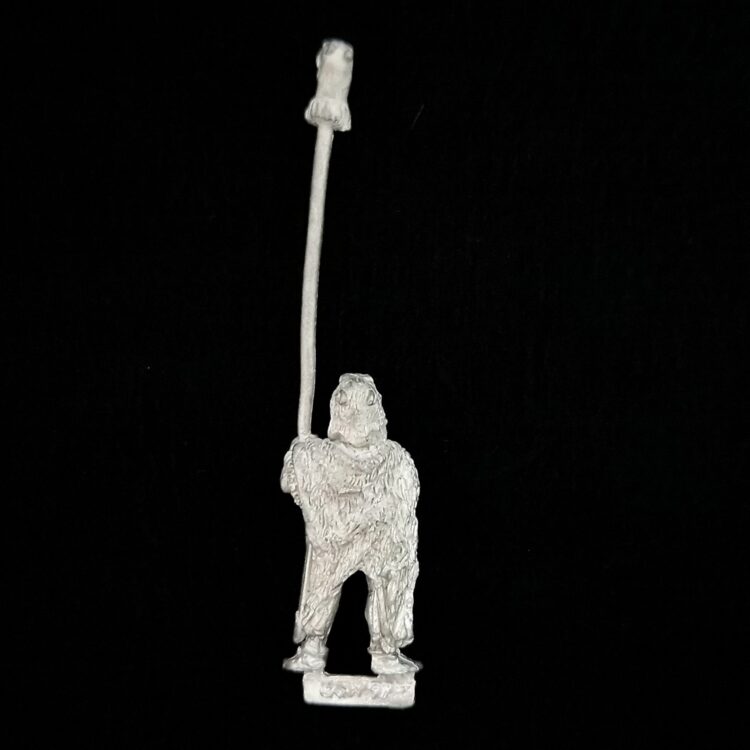 A photo of a Dogs of War Leopold's Leopards Company Standard Bearer Warhammer miniature