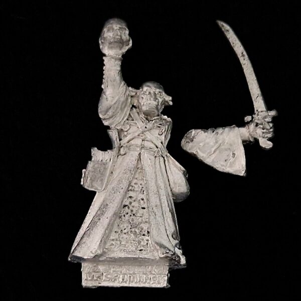 A photo of a Mordheim Undead Necromancer Warhammer miniature