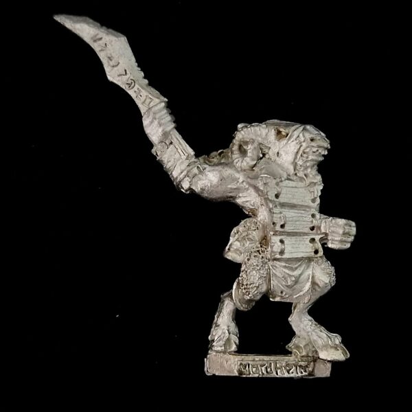 A photo of a Mordheim Cult of the Posessed Beastman Warhammer miniature